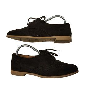 Suede Finish Black Oxfords Lace up Perforated Detail Xhilaration